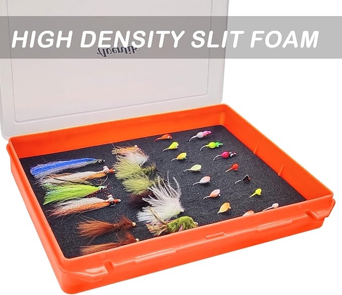 Aventik Fishing Tackle Box Slit Foam Case Jig Box Head Hooks Spinners Spoons Storage Tackle Tray (Orange-3501lure box)