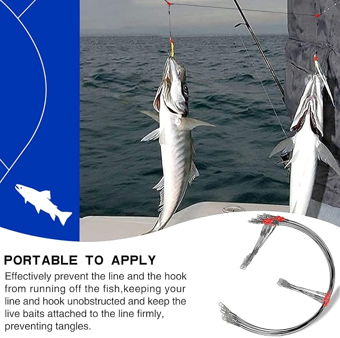 YOTO Fishing Leaders,Stainless Steel Tackle Rig with Tackle Lure Swivels Snaps, Saltwater rig Wire Leader Fishing Leader Wire Bottom rigs for Saltwater