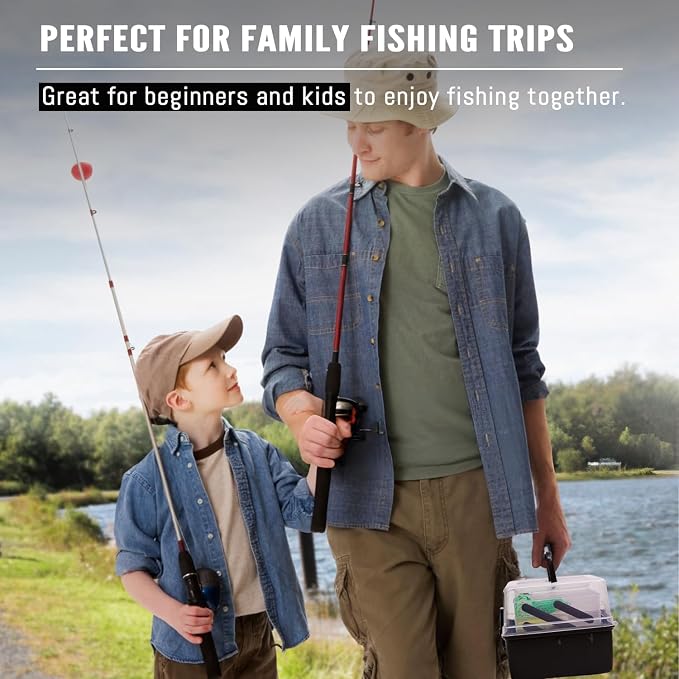 448-Pcs Fishing Lures Kit – Complete Large 3-Layer Tackle Box Set with Hooks, Weights, Bobbers, Pliers, Rigs, Leaders & Accessories for Men, Kids, Beginners, Gear gift choice for Fathers Day