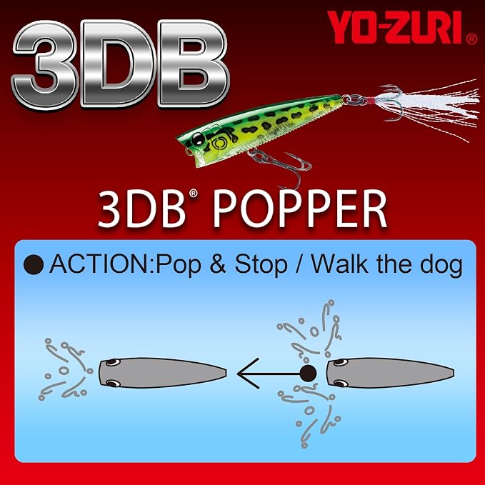 Yo-Zuri 3DB Popper, Floating, 3 Inch, 75mm, Gizzard Shad