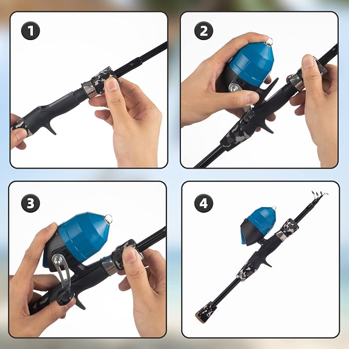 Kids Fishing Pole Kit Set，Portable Telescopic Fishing Rod and Reel Combo Full Kits for Boys, Girls, Beginner, Youth