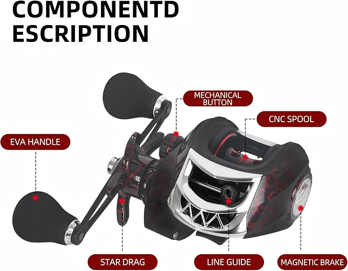 Baitcaster Reels, 7.2:1 Gear Ratio Baitcasting Fishing Reel, Saltwater & Freshwater Bait Cast Reel with 18+1bb Stainless Steel Ball Bearings,22lbs Max Drag Baitcaster Reels