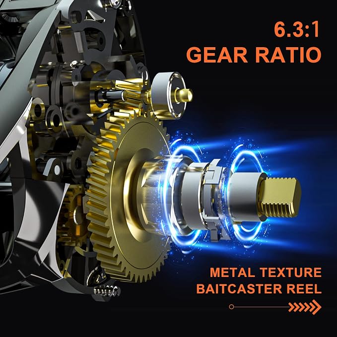 HAUT TON Matel Master Advanced Version Baitcaster reels,6.2:1Gear Ratio,5+1Ball Bearing,Bait clickers,12Lb Drag System Fishing Reels,for Saltwater,Freshwater