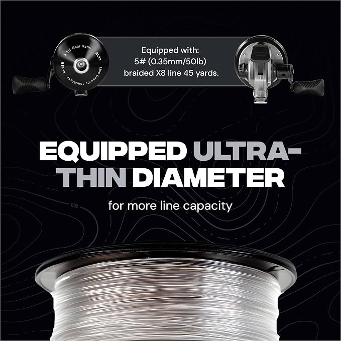 BALLISTA Spincast Bowfishing Reel Slingshot Bow Fishing, Stainless Steel, Left/Right Reversible Handle