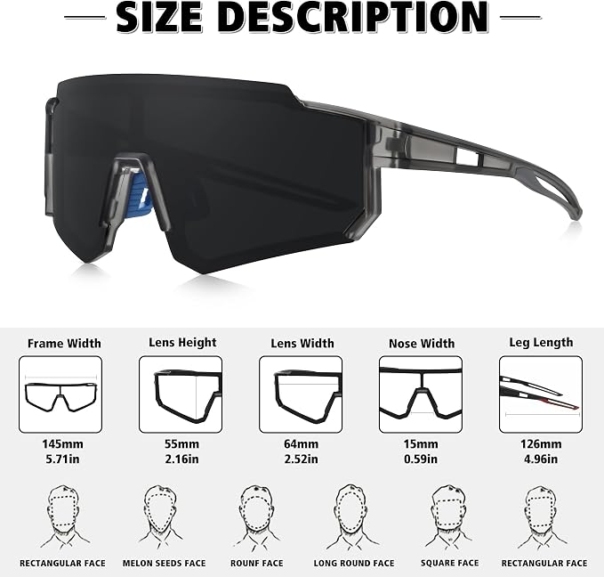 STORYCOAST Polarized Sports Sunglasses for Men Women,Driving Fishing Cycling Mountain Bike Sunglasses UV400 Protection