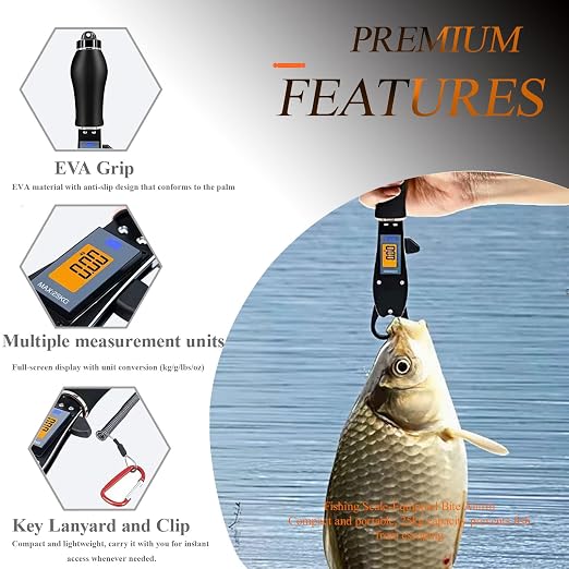 Digital Fish Lip Gripper with Scale Max 25kg/55lb,360° Swivel Non-Slip Handle, Aluminum Alloy, Easy Catch & Release, Fishing