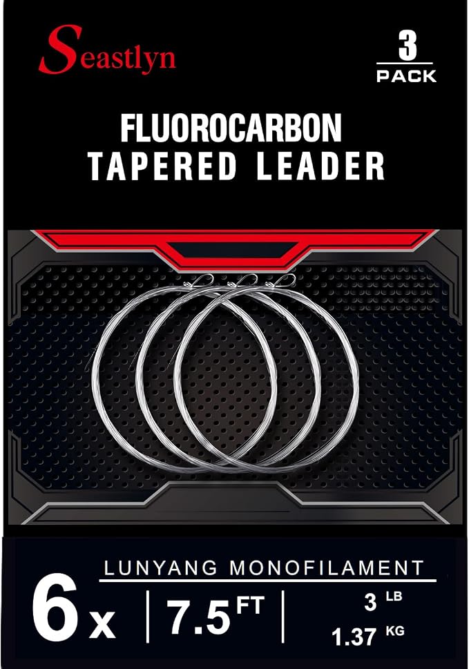 3 Packs Pre-Tied Loop Fly Fishing Tapered Leader Fluorocarbon 7.5FT 9FT 12FT 0X 1X 2X 3X 4X 5X 6X 7X 8LB-26LB