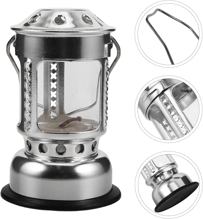 Toddmomy Portable Aluminium Alloy Candle Lantern Lightweight Windproof Camping Lamp for Night Fishing and Outdoor Activities Stylish Silver Design with Base