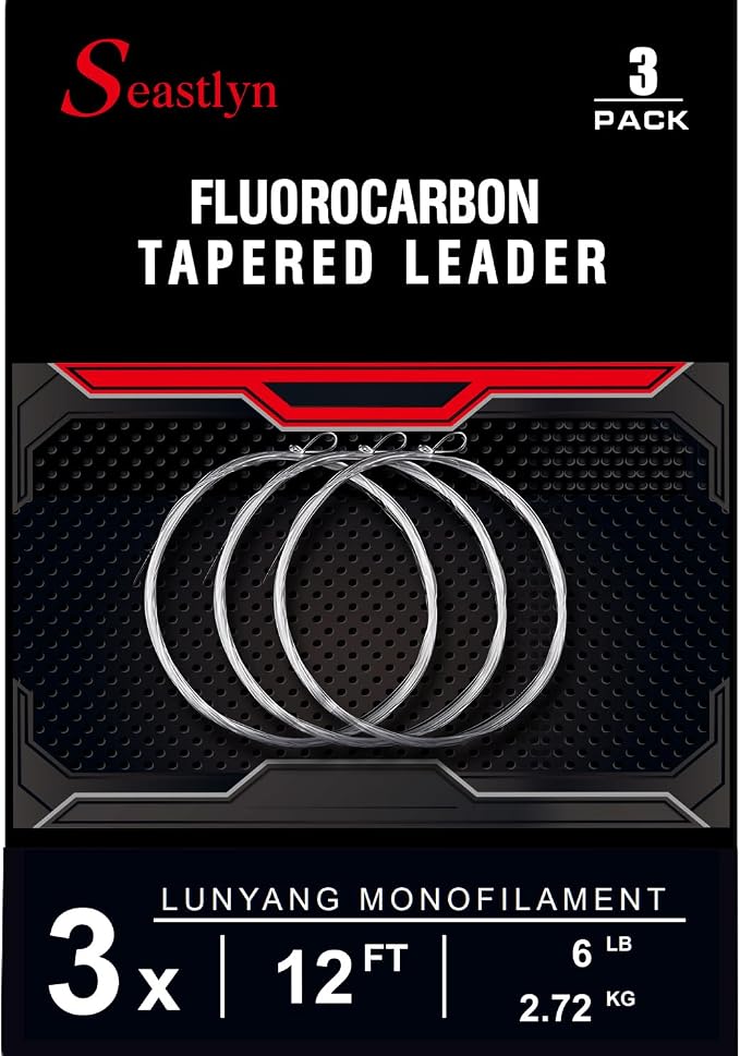 3 Packs Pre-Tied Loop Fly Fishing Tapered Leader Fluorocarbon 7.5FT 9FT 12FT 0X 1X 2X 3X 4X 5X 6X 7X 8LB-26LB