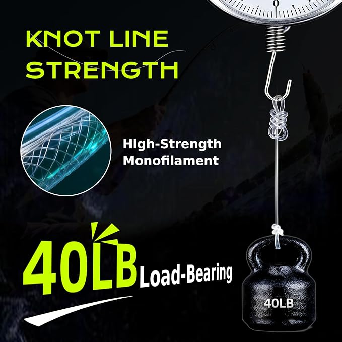 Pre-Tied Dropper Loop Knots Fishing Line, 80 Knots Monofilament Leader with 5.5" Loop Diameter & 18" Spacing, Saltwater & Freshwater Fishing Knots Line for Sea Bass, Snapper, Cod