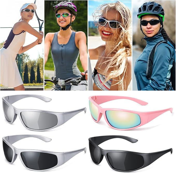4 PACK Polarized Sport Sunglasses for Women Men UV Protection,Running Cycling Fishing Sunglasses Outdoor