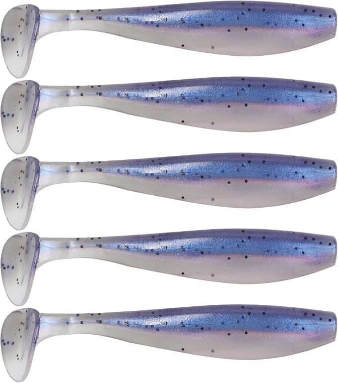 MAFIMOEA 50 Pcs Soft Fishing Lures Plastic Paddle Tail Swim Baits Kit for Bass Trout Walleye Crappie 5 Mixed Colors Fishing Soft Plastic Lure Kit 5.5CM