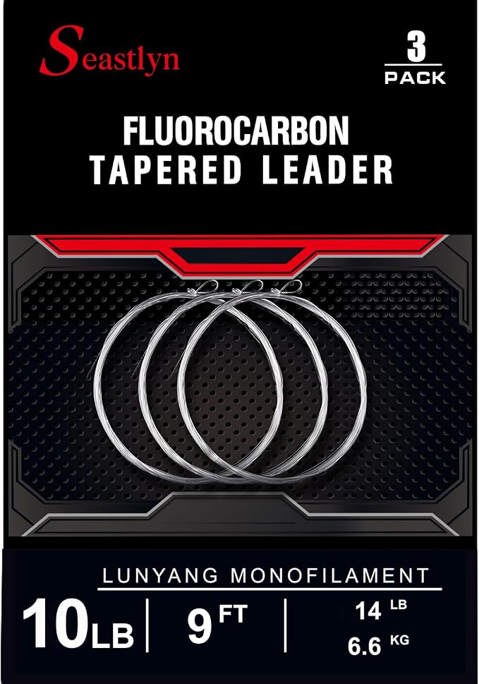 3 Packs Pre-Tied Loop Fly Fishing Tapered Leader Fluorocarbon 7.5FT 9FT 12FT 0X 1X 2X 3X 4X 5X 6X 7X 8LB-26LB