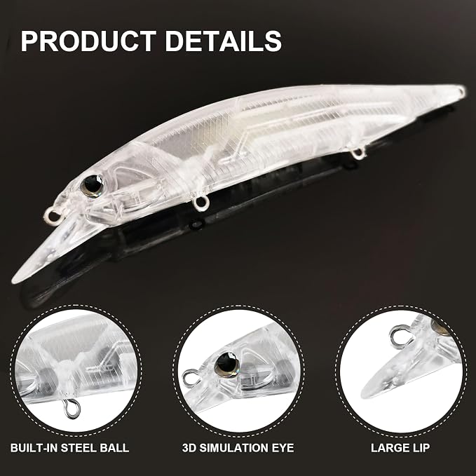 10pcs/20pcs Fishing Blanks Lures Kit Fishing Topwater Unpainted Swimbait Unpainted Crankbaits Hard Baits DIY Lure for Bass Salmon Trout Saltwater and Freshwater