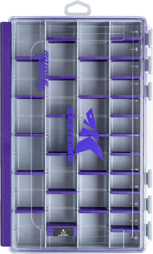 KastKing HyperSeal Waterproof Tackle Box, 3600 and 3700 Tackle Trays, Fishing Tackle Box Organizer with Removable Dividers, Lure Box and Terminal Tackle Storage,Purple