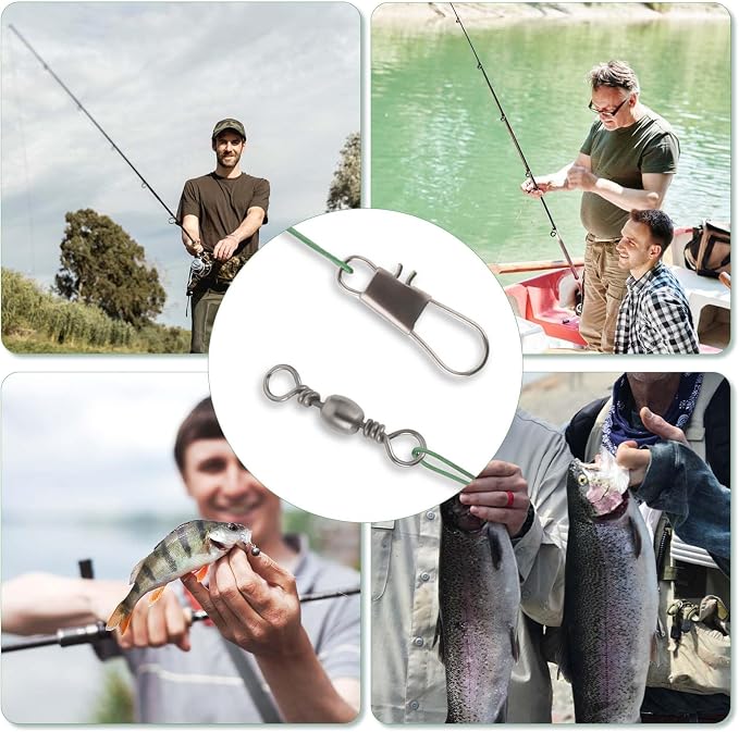 Giantree 50 Pcs Fishing Leaders, Stainless Steel Fishing Leaders with snap and Swivel, Anti-bite Stainless Steel Wire Leaders Fishing Leader Line for Fishing Rigs Saltwater and Freshwater