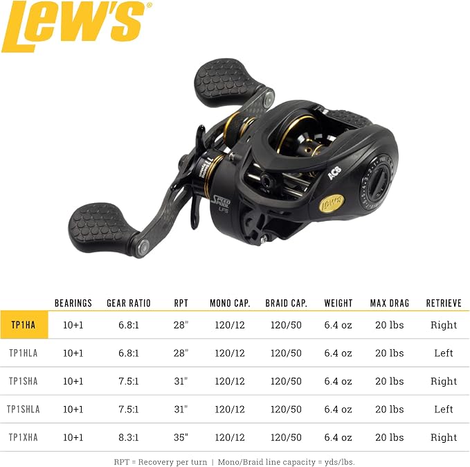 Lew's Tournament Pro LFS Speed Spool Baitcast Fishing Reel, Aluminum Frame, Premium 11 Stainless Steel Ball Bearings