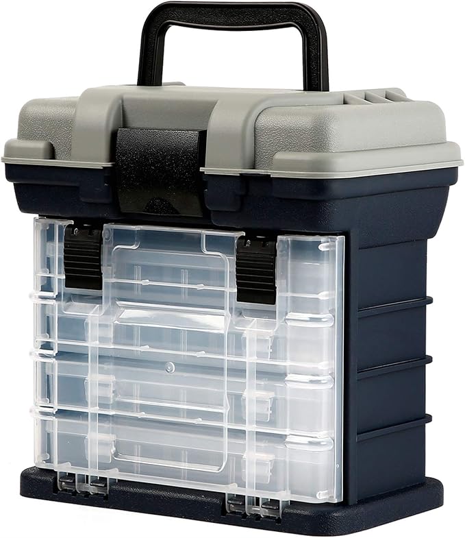KINJOEK Fishing Tackle Box Kit, Portable 4 Layers Fishing Accessory Box Case, Fishing Tackle Storage for Fresh Water and Salt Water