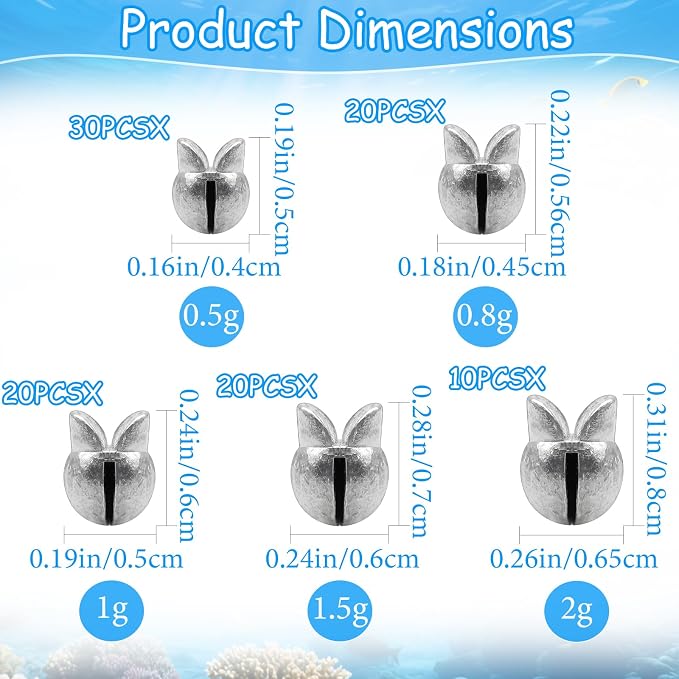 Fishing Weights Sinkers, 200/100pcs Lead Split Shot Fishing Sinkers Open Mouth Design Weights Clip Freshwater Saltwater Fishing Accessories