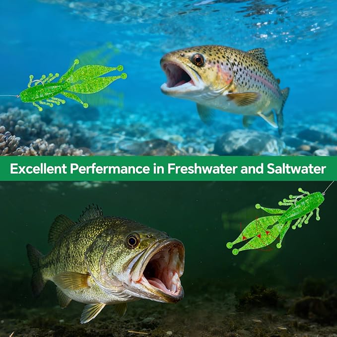 Clearance Bionics-Designed Durable Soft Plastic Fishing Lures Kit with Bonus Accessories, 3/4/5/6 Inch, 9-Type Lifelike Swimbaits in One Gear Set Included Tackle Box for Bass