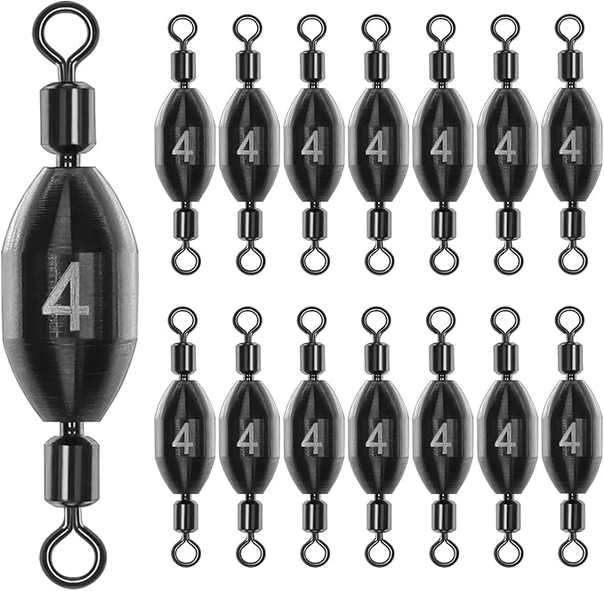 15Pcs Fishing Weights Swivel Bullet Sinkers Brass Fishing Weights Saltwater Freshwater Bass Sinker Fishing Weights with Swivel Rolling