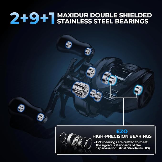 KastKing Mg-Ti Elite Baitcasting Reel with True Titanium Spool, Halo Vortex Magnetic Braking System, Digi-Cut Magnesium Body Frame, TiCon Carbon Fiber Side Covers, 2+9+1 Ball Bearings
