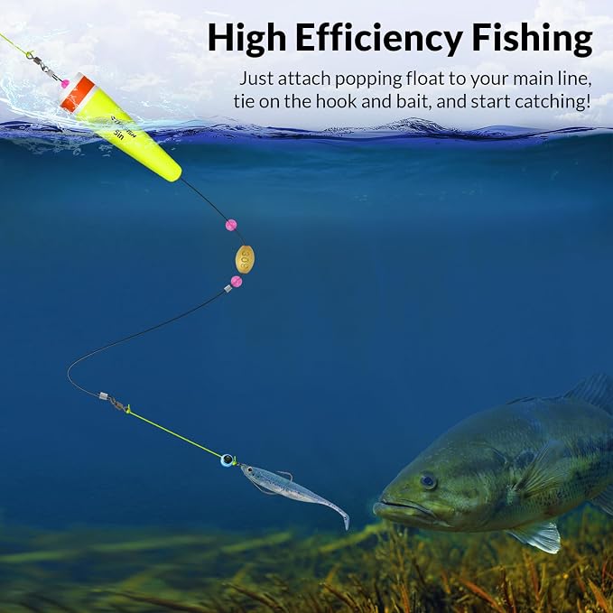 THKFISH Fishing Floats Bobbers Fishing Popping Cork Trout Float Rig Weighted Popping Floats Cork Trout Floats for Fishing Saltwater 4PCS