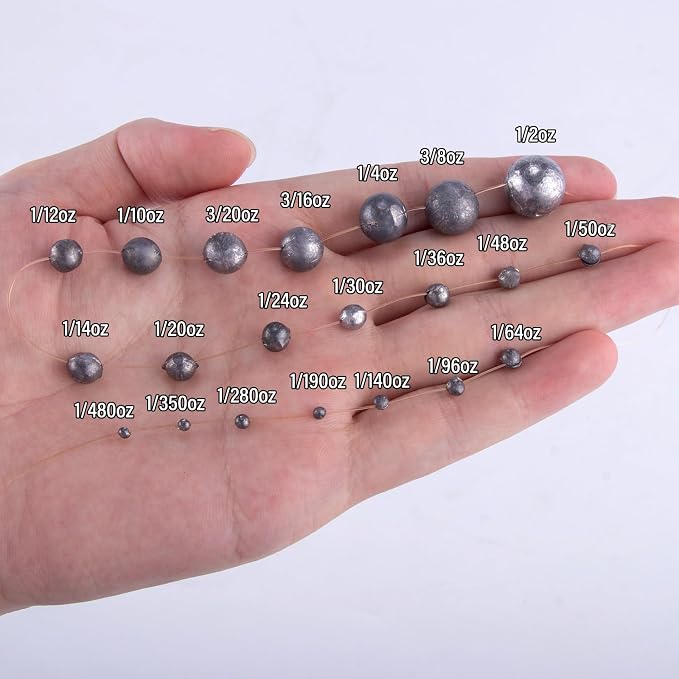Dr.Fish 100 Pack Round Split Shot Weights Fishing Sinker Clip on Line Weight Tackle Fly Fishing Freshwater Saltwater