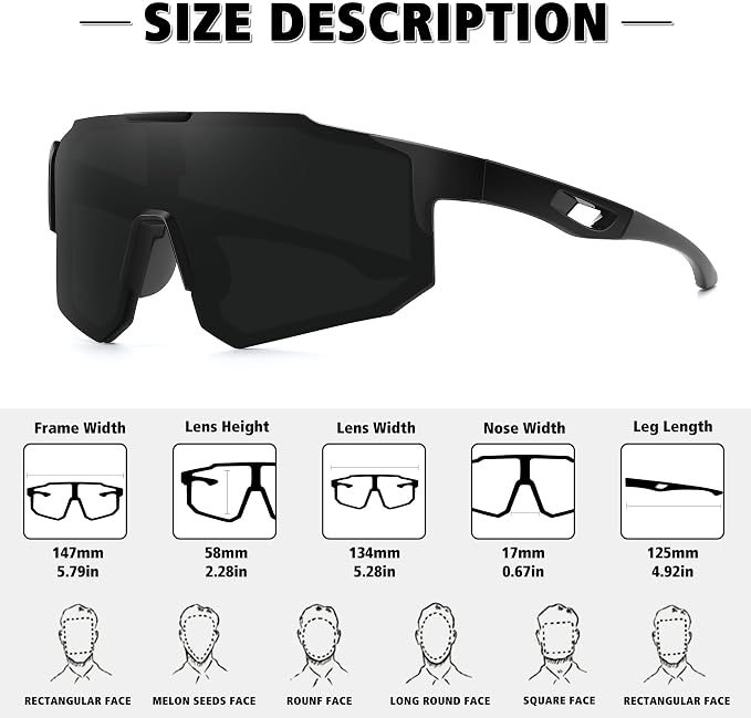 STORYCOAST Polarized Sports Sunglasses for Men Women,Driving Fishing Cycling Mountain Bike Sunglasses UV400 Protection