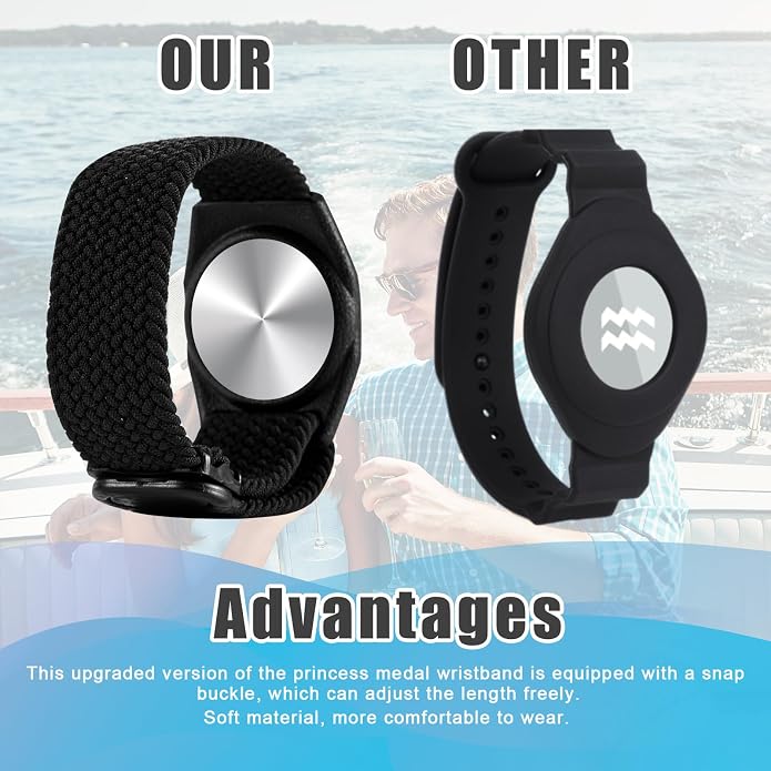 PEUTIER 4pcs Holder for Princess Cruise Medallion, Adjustable Braided Wristband Bracelet for Princess Medallion Holder Accessories Comfortable & Breathable Watch Band fit Men Women