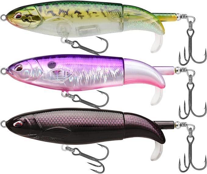 TRUSCEND Popobait Easy Catch Fishing Lures with BKK Hooks, Instant Startup, Longer Cast, Balanced Spray/Sound/Swim, Plopper Topwater Lures for Bass, Trout, Pike, Walleye, Freshwater Saltwater Fishing