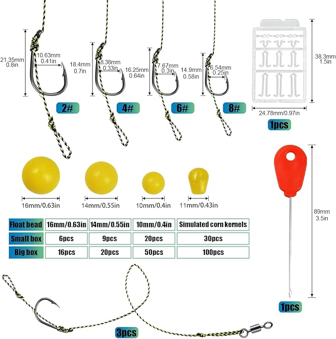 CWSDXM Carp Fishing Hair Rigs Baits Carp Rigs Kit Fishing Equipment Accessories 70pcs/206pcs