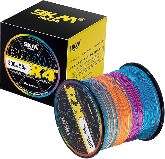 9KM DWLIFE Braided Fishing Line 8LB-120LB Dyneema Fishing Line, Zero Stretch & Anti-Bite Coating for Freshwater/Saltwater Fishing 4/8 Strands