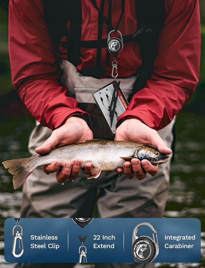 HOOK-EZE Fishing Nail Knot Tying Tool Combo|Includes Waterproof Pocket Guide, Nail Knot Tying Tool with Hook Cleaner, Zinger Retractor|Fly Fishing Accessories Fishing Gifts & Stocking Stuffers for Men