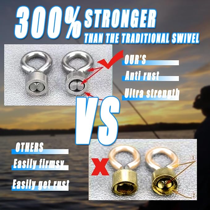 250pcs Fishing Swivel Rolling Barrel Swivel Stainless Steel Swivels Corrosion Resistance Black Nickle Connector for Freshwater Saltwater Fishing Tackle #2#4#6#8#10