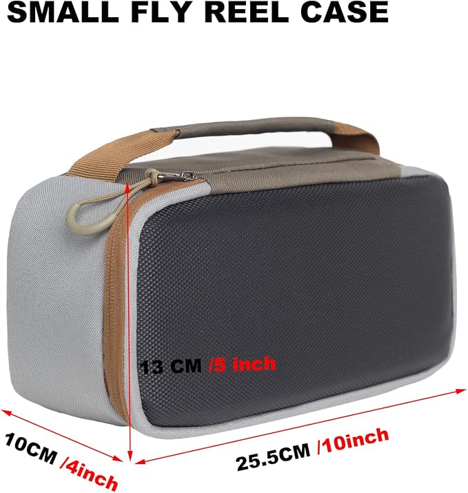 Raprance Fly Fishing Reel Case - Padded Tackle Organizer Bag with 2 Dividers, Water-Resistant Protective Gear Storage for Fishing Accessories