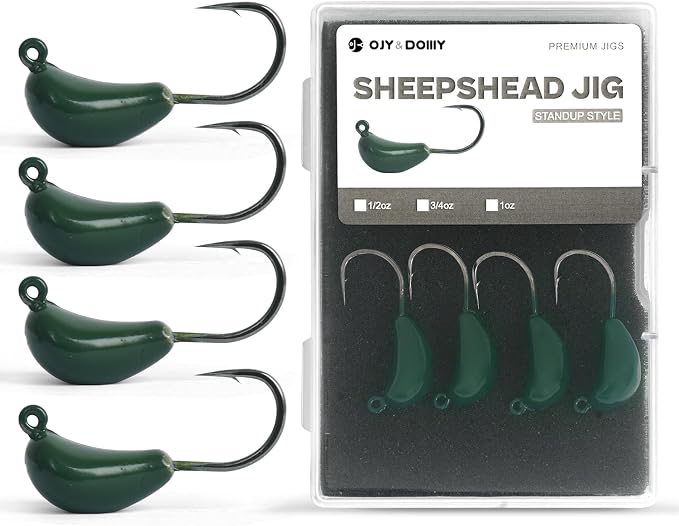 Sheepshead Jigs, Standup Style Jigheads with 4~10PCs, 3X Strengthened Hook Equipped with 1/2 3/4 1oz for Saltwater Fishing