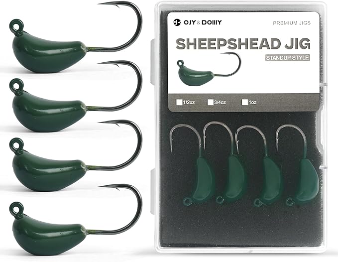 Sheepshead Jigs, Standup Style Jigheads with 4~10PCs, 3X Strengthened Hook Equipped with 1/2 3/4 1oz for Saltwater Fishing