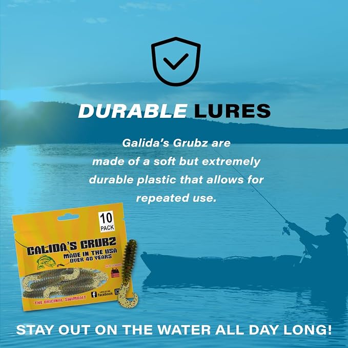 Galida's Grubz Soft Plastic Fish Bait Lures for Fishing | Fishing Bait Lure with Deep Ribs | Great for Beginners and Advanced Fishermen