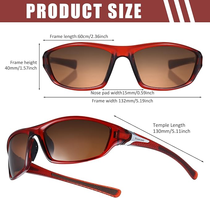 TOODOO 4 Pairs Men Polarized Sunglasses with UV Protection Driving Glasses Sports for Sport Outdoor Activities