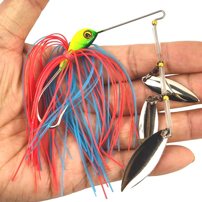 5pcs Spinner Baits Fishing Lures Kit,Willow Leaf Spinnerbait Buzz Bait,Silicon Skirt Swim Jigs Fishing Tackle Spinner Baits for Bass Trout Salmon Pike Saltwater Freshwater