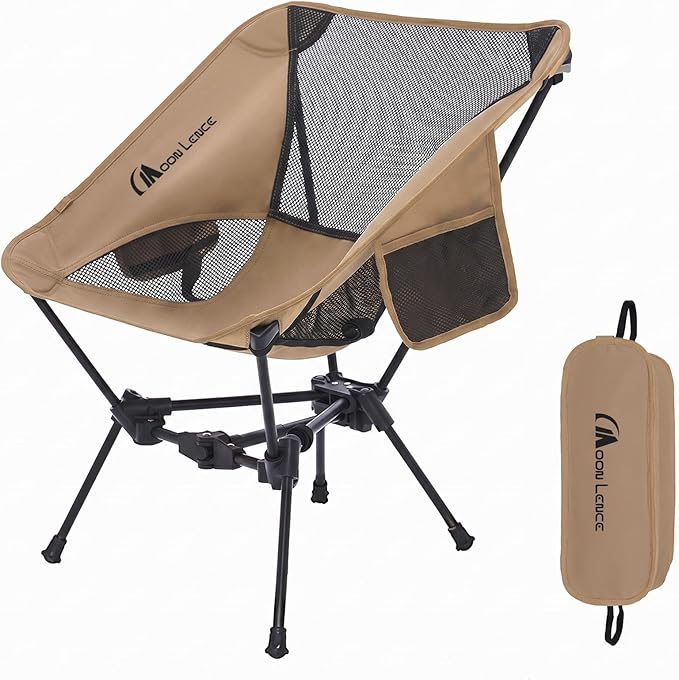 MOON LENCE Portable Camping Chair Lightweight Foldable Chair - The 4th Generation Portable Folding Chair - Compact, Ultralight Folding Chairs for Hiking Mountaineering Beach