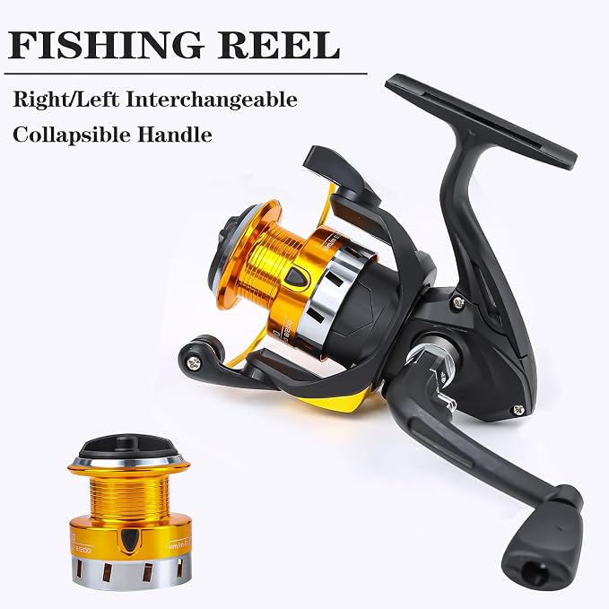 Yoilrey Fishing Rod and Reel Combo – 5.9ft Telescopic Fishing Pole Starter Kit with Spinning Reel, Fishing Line, Lure Box & Tackle Bag for Travel
