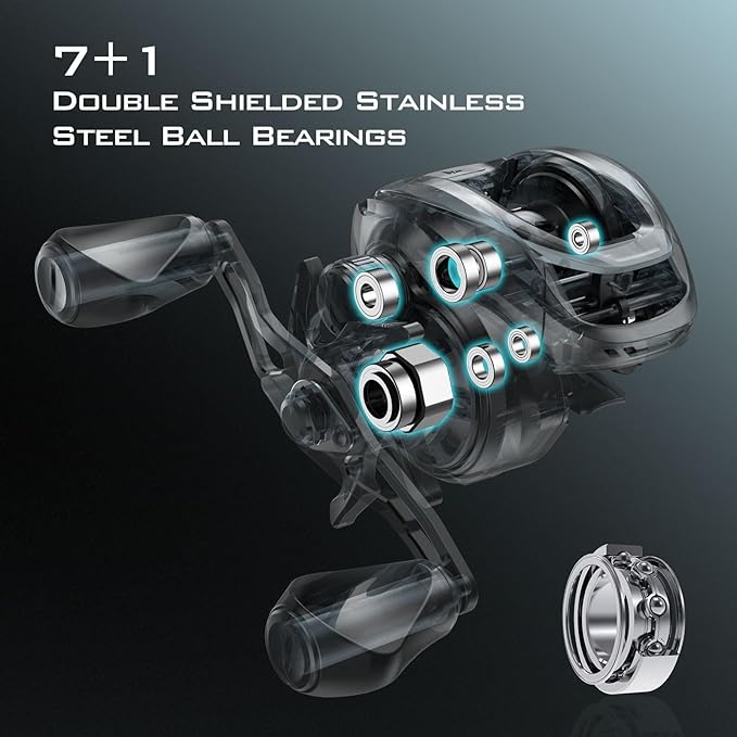 KastKing Zephyr Baitcasting Fishing Reel, Halo XII Magnetic Braking System Baitcaster Reel, 7+1 Double Shielded Stainless Steel BB, 7.2:1 High-Speed Gear Ratio, 18lb Triple Disc Carbon Fiber Drag