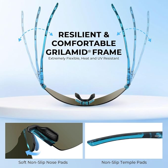 KastKing Nizini Polarized Sports Fishing Sunglasses, With PuriVex Protective Lens Coating, Rimless Wrap Design, Men Women