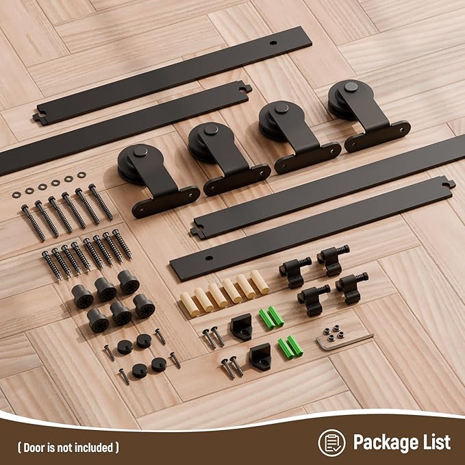 CCJH 6.6FT Sliding Barn Door Hardware Kit, Heavy Duty, Smoothly and Silently, Easy to Install, Fit 19.8" Width Double Door Panel, T-Shaped Style Black