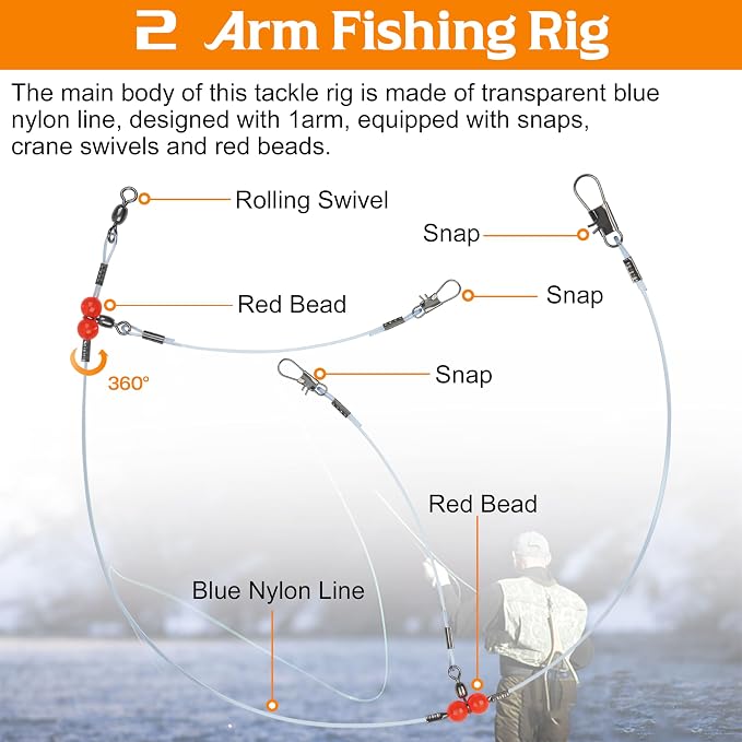 Fishing Leaders Saltwater Tackle Rig Surf Fishing Rigs with Swivel Snaps High Strength Wire Leader Bottom Rigs Fishing Gear Equipment for Lures Bait Hooks