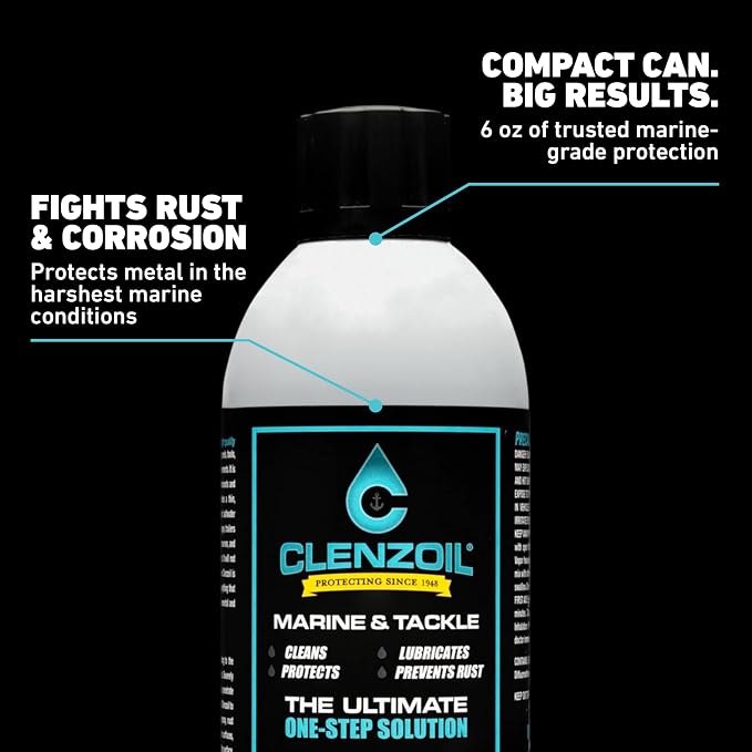 CLENZOIL Marine & Tackle - Fishing Gear Oil Lubricant - for Fish Care Reels, Boat Motors, Downriggers & More - Easily Oils Applicator