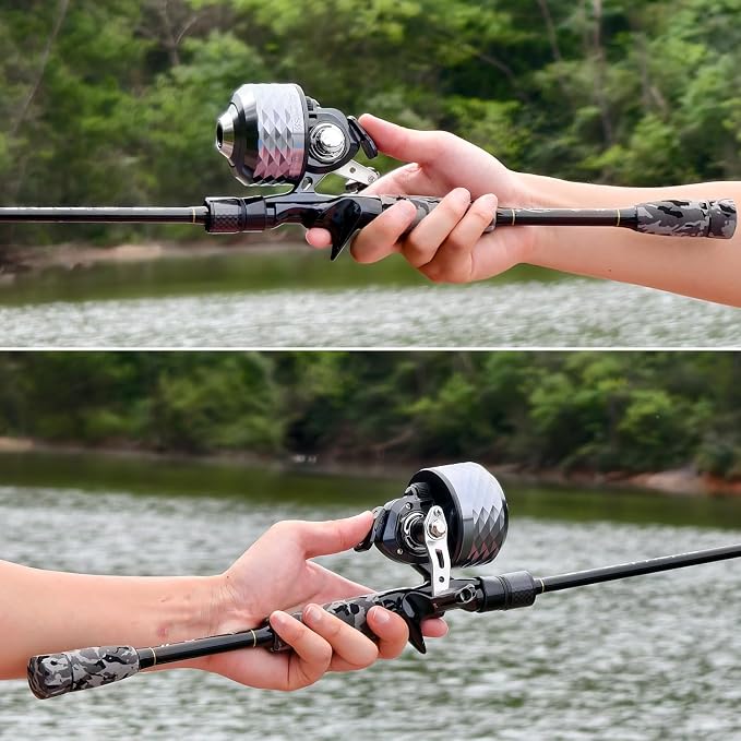 Sougayilang Spincast Reel and 2-Piece Fishing Rod Combo, Durable Fishing Rod with EVA Handle, Anti-Reverse Reel with Pre-Spooled