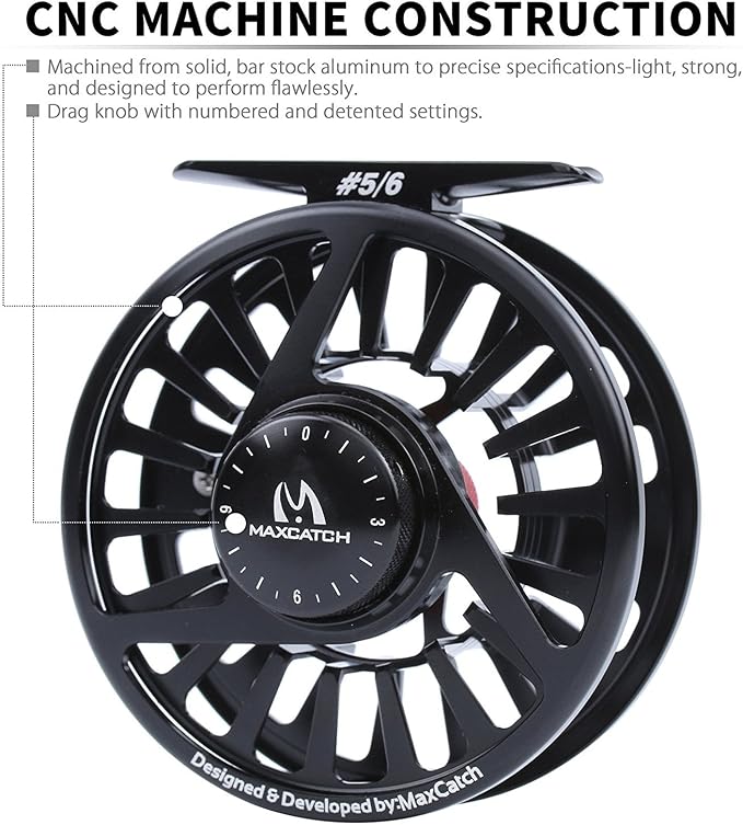 Maxcatch AVID Fly Fishing Reel with CNC-machined Aluminum Body - 1/3, 3/4, 5/6, 7/8, 9/10 Weights(Black, Green, Blue)